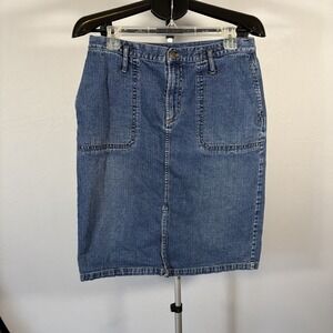 VTG Lauren Jeans Co Sz 10 Denim Jean Knee Skirt 90s Y2K Grunge Skater Preppy